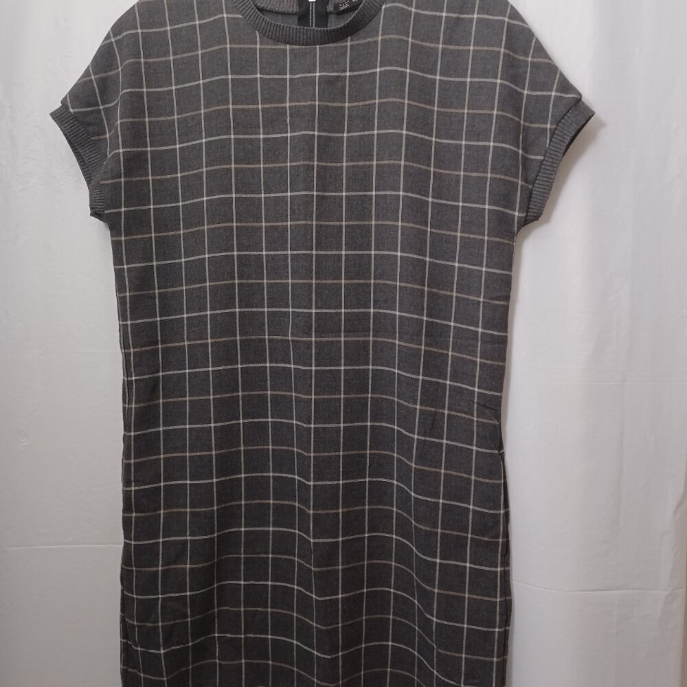 ZARA TRAFALUC COLLECTION WINDOWPANE PLAID MINI DRESS SIZE SMALL